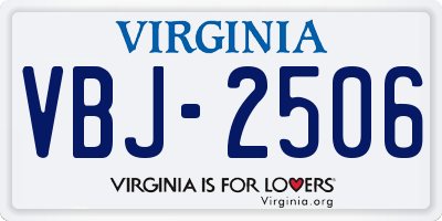 VA license plate VBJ2506