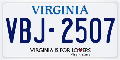 VA license plate VBJ2507