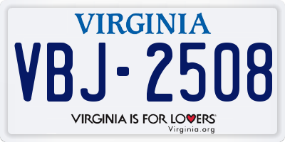 VA license plate VBJ2508