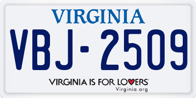 VA license plate VBJ2509