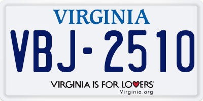 VA license plate VBJ2510