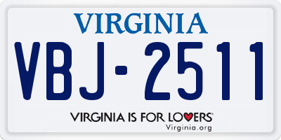 VA license plate VBJ2511