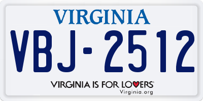VA license plate VBJ2512