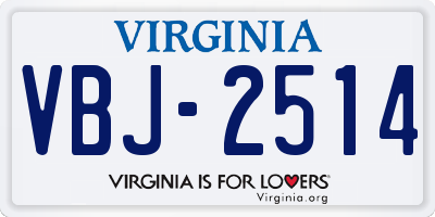VA license plate VBJ2514