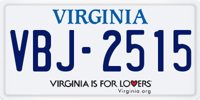 VA license plate VBJ2515