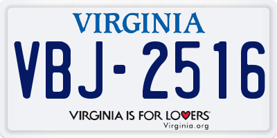VA license plate VBJ2516