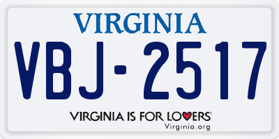 VA license plate VBJ2517
