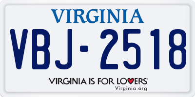 VA license plate VBJ2518