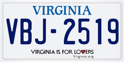 VA license plate VBJ2519