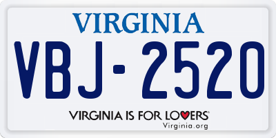 VA license plate VBJ2520