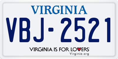 VA license plate VBJ2521
