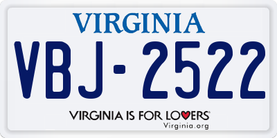 VA license plate VBJ2522