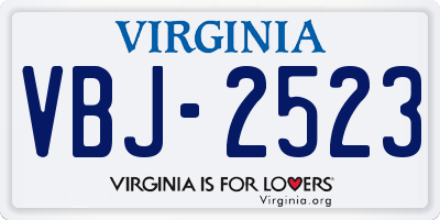 VA license plate VBJ2523