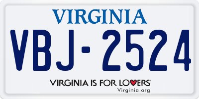 VA license plate VBJ2524