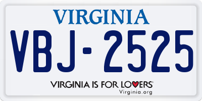 VA license plate VBJ2525