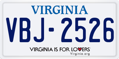 VA license plate VBJ2526