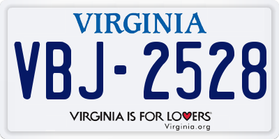 VA license plate VBJ2528