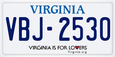 VA license plate VBJ2530