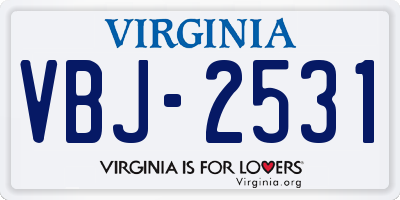 VA license plate VBJ2531