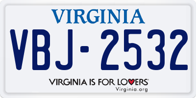 VA license plate VBJ2532
