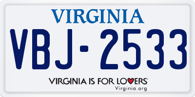 VA license plate VBJ2533