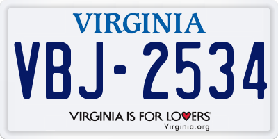 VA license plate VBJ2534