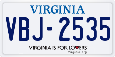 VA license plate VBJ2535