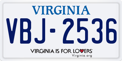 VA license plate VBJ2536