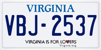 VA license plate VBJ2537