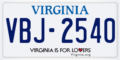 VA license plate VBJ2540