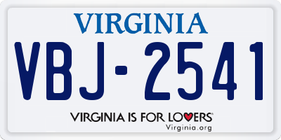VA license plate VBJ2541