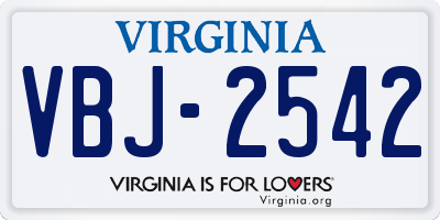 VA license plate VBJ2542