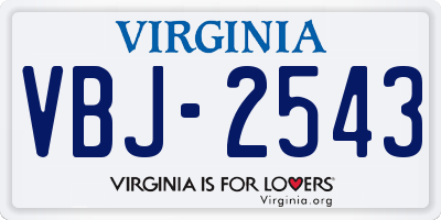 VA license plate VBJ2543