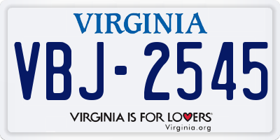 VA license plate VBJ2545