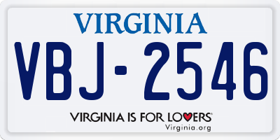 VA license plate VBJ2546