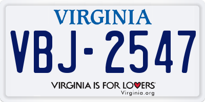 VA license plate VBJ2547