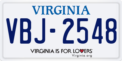 VA license plate VBJ2548