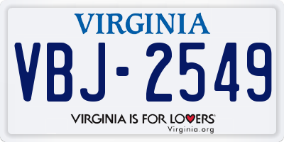 VA license plate VBJ2549