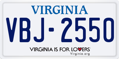 VA license plate VBJ2550