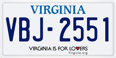 VA license plate VBJ2551
