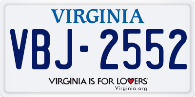 VA license plate VBJ2552