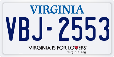 VA license plate VBJ2553