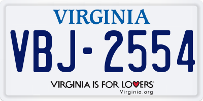 VA license plate VBJ2554