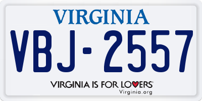VA license plate VBJ2557