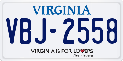 VA license plate VBJ2558