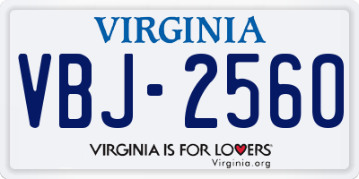 VA license plate VBJ2560