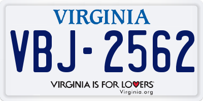 VA license plate VBJ2562