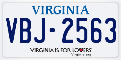 VA license plate VBJ2563