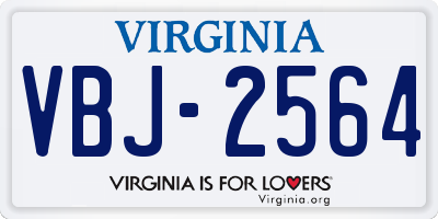 VA license plate VBJ2564