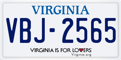 VA license plate VBJ2565